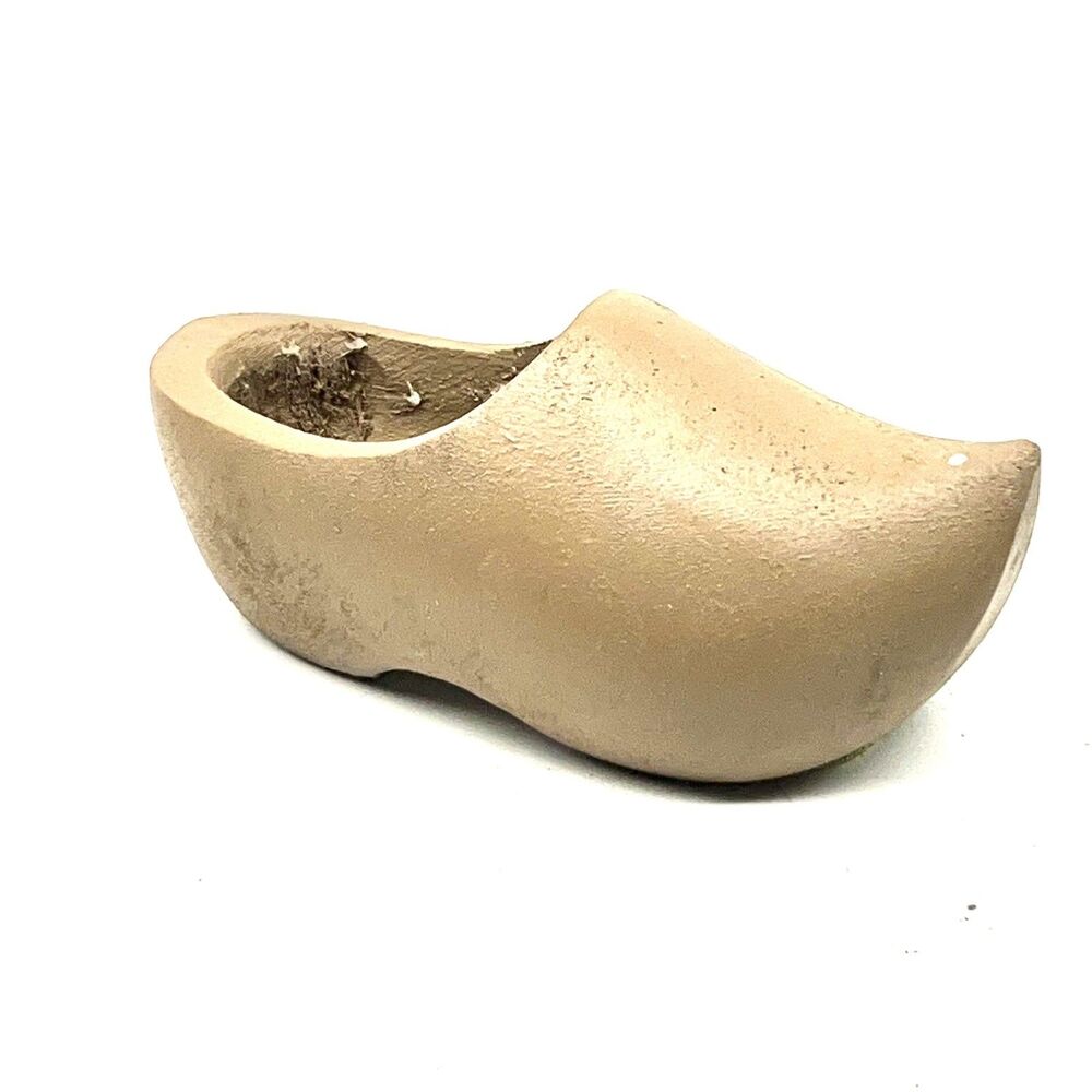 Dutch Carved 4in Wooden Brown Clog/Shoe- Miniature Vintage